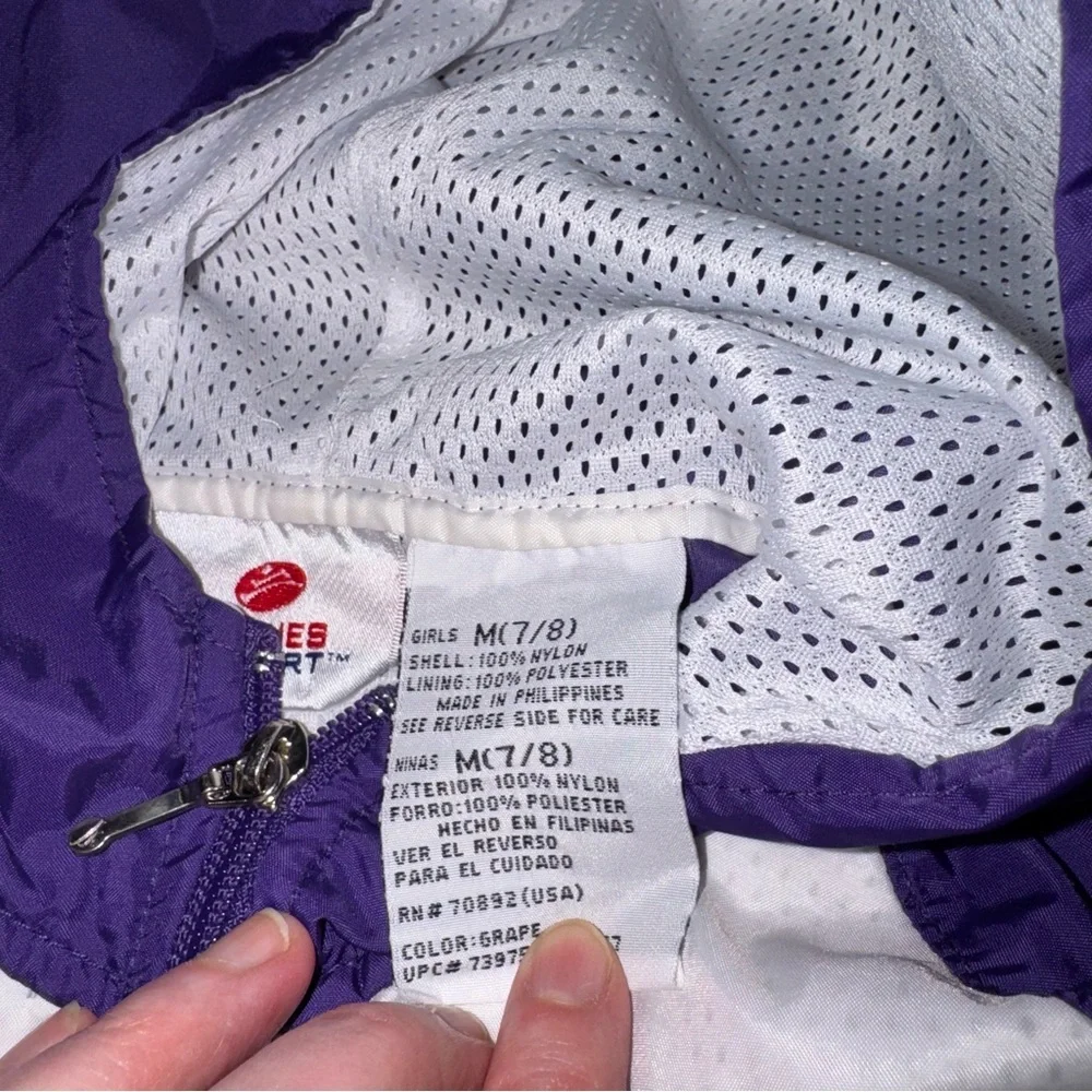 Hanes Girl's M Medium Vintage 1990's Track Jacket Colorblock Lightweight Hooded